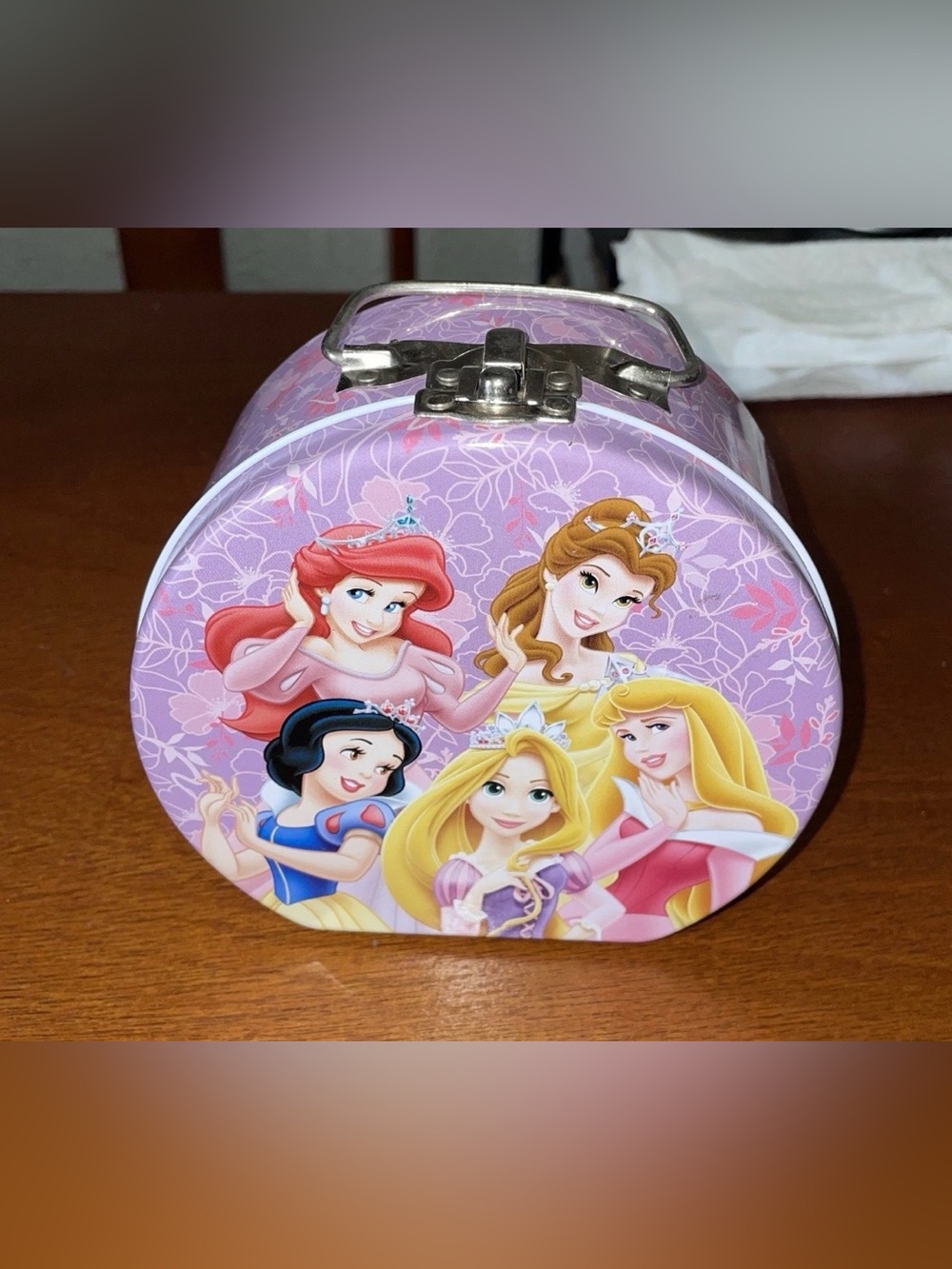 DISNEY PRINCESS Tin Metal Box Mini Container Handle
